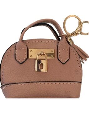 New Vegan Mini Tote Bag Keychain & Coin purse Charm-Dusty Rose